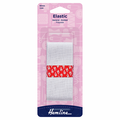 H620.40 General Purpose Knitted Elastic: 1m x 40mm: White..